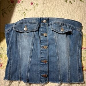 Express Denim Button-Up Corset Top M